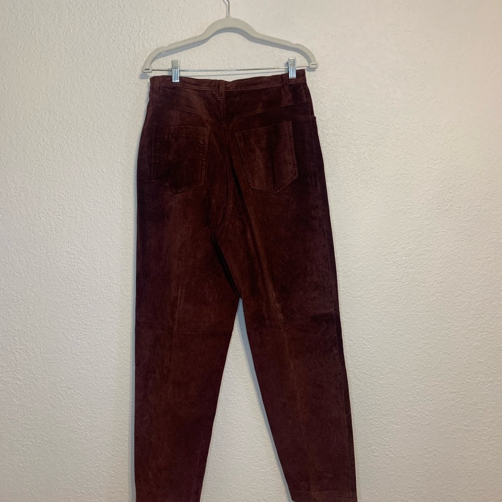 MARSH LANDING 80s Womens Size 12 Leather Burgundy Pants - Picture 9 of 10